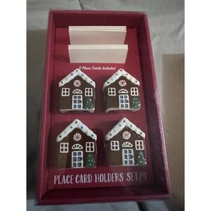 Christmas Gingerbread House Place Card Holders Set of 12 Ceramic Holiday Decor